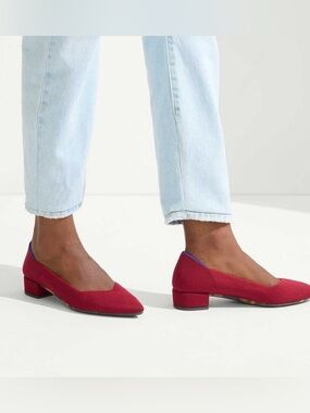 Rothy's Red Low Block Heel Pumps size W 9